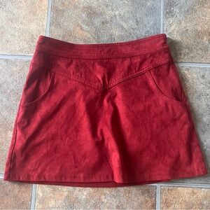 Women’s Forever 21 Suede Burnt Orange Skirt Size Small Pockets Burgundy Mini
